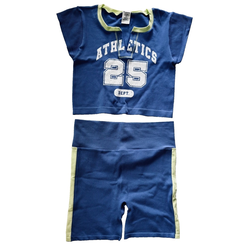 NWT No‎ Boundaries Girls XL 16-18 Blue Ribbed Athletic 26 Varsity Biker Shorts